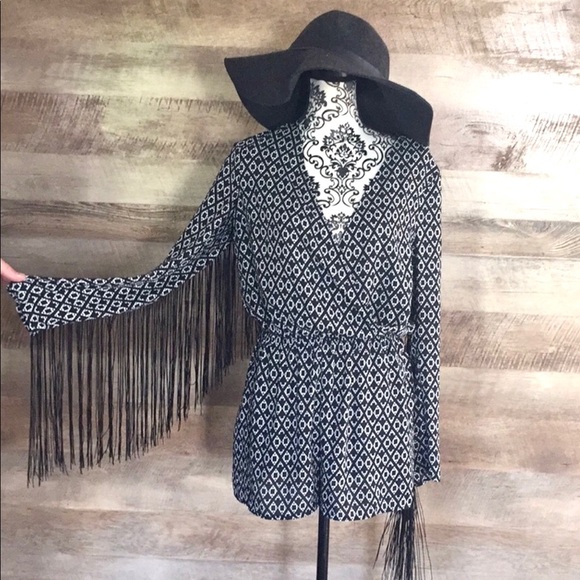 H&M Pants - H&M Coachella Line Fringe Sleeve Romper